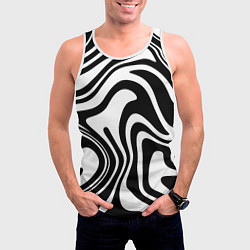 Майка-безрукавка мужская Черно-белые полосы Black and white stripes, цвет: 3D-белый — фото 2