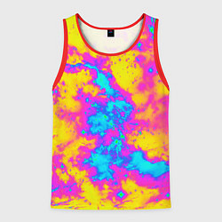 Майка-безрукавка мужская Яркая абстракция космических красок, цвет: 3D-красный