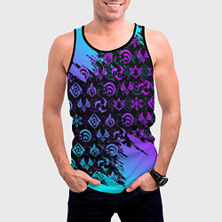 Майка-безрукавка мужская GENSHIN NEON PATTERN SYMBOL НЕОН ЭМБЛЕМЫ, цвет: 3D-черный — фото 2