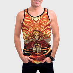 Майка-безрукавка мужская Пламенный столб Ренгоку Кенджуро, цвет: 3D-черный — фото 2