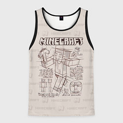 Майка-безрукавка мужская Витрувианский человек Стив Minecraft, цвет: 3D-черный