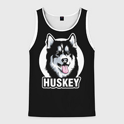 Майка-безрукавка мужская Собака Хаски Husky, цвет: 3D-белый