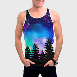 Майка-безрукавка мужская Космический лес, елки и звезды, цвет: 3D-белый — фото 2