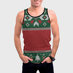 Майка-безрукавка мужская Knitted Christmas Pattern, цвет: 3D-черный — фото 2