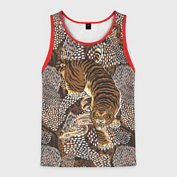 Майка-безрукавка мужская Тигр в засаде, цвет: 3D-красный