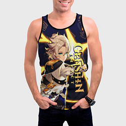 Майка-безрукавка мужская Альбедо - Геншин Импакт, цвет: 3D-черный — фото 2