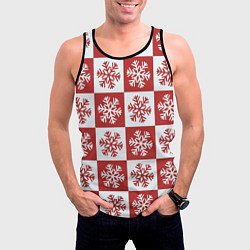Майка-безрукавка мужская Шахматные Снежинки, цвет: 3D-черный — фото 2