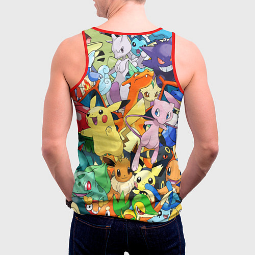 Мужская майка без рукавов АНИМЕ, ПОКЕМОНЫ ВСЕ ПЕРСОНАЖИ POKEMON / 3D-Красный – фото 4