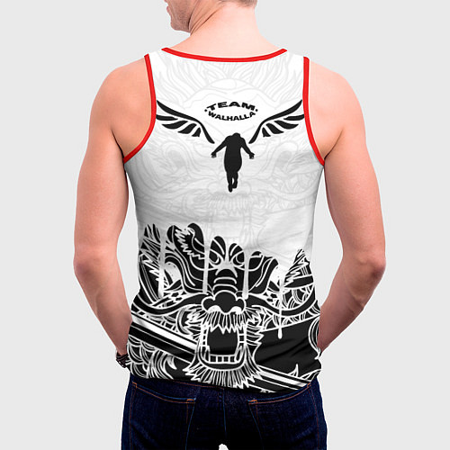Мужская майка без рукавов WALHALLA TEAM НА СПИНЕ БЕЛЫЙ ДРАКОН / 3D-Красный – фото 4