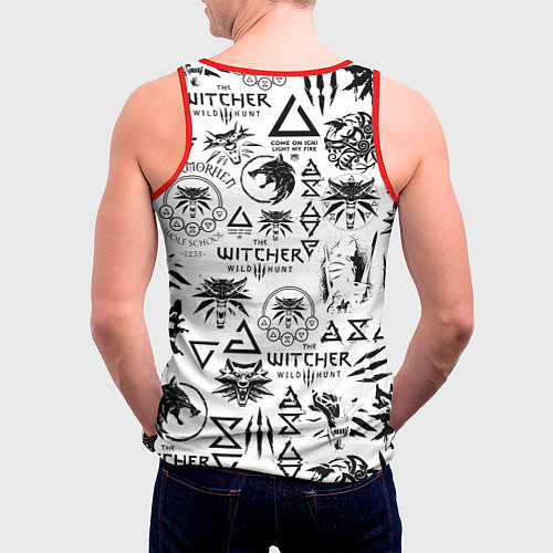 Мужская майка без рукавов THE WITCHER LOGOBOMBING ЧЁРНО БЕЛЫЙ ВЕДЬМАК ПАТТЕР / 3D-Красный – фото 4