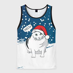 Майка-безрукавка мужская НОВОГОДНИЙ КОТ БЕНДЕР МЕМ, цвет: 3D-черный