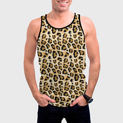 Майка-безрукавка мужская Пятна Дикого Леопарда, цвет: 3D-черный — фото 2