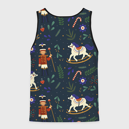 Мужская майка без рукавов Щелкунчик паттерн с лошадкой / 3D-Черный – фото 2