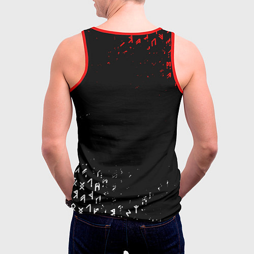 Мужская майка без рукавов КРАСНО БЕЛЫЕ РУНЫ / 3D-Красный – фото 4