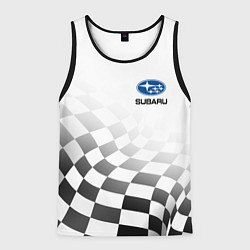 Майка-безрукавка мужская Subaru, Субару Спорт, Финишный флаг, цвет: 3D-черный