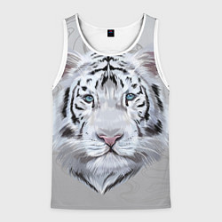 Майка-безрукавка мужская Снежный нежный тигр, цвет: 3D-белый