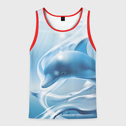 Майка-безрукавка мужская Дельфин в лазурном океане, цвет: 3D-красный