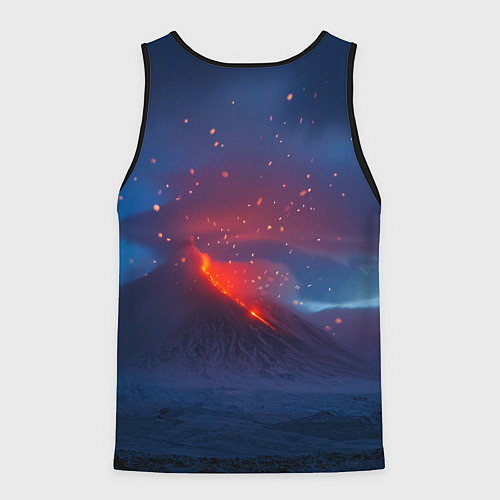 Мужская майка без рукавов Извержение вулкана ночью / 3D-Черный – фото 2