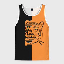 Майка-безрукавка мужская Тигр - Tiger, цвет: 3D-белый