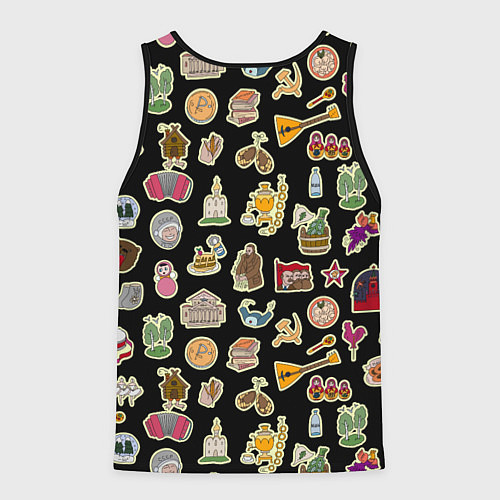 Мужская майка без рукавов Россия и СССР паттерн / 3D-Черный – фото 2