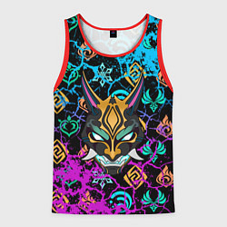 Майка-безрукавка мужская Маска Сяо Лин Genshin трещины, цвет: 3D-красный