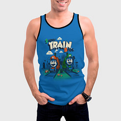 Майка-безрукавка мужская Super train bros, цвет: 3D-черный — фото 2