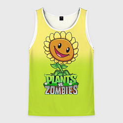 Майка-безрукавка мужская Plants vs Zombies - Подсолнух, цвет: 3D-белый