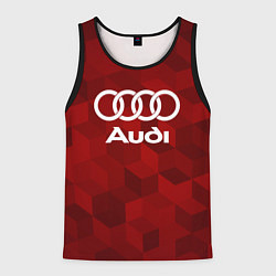 Майка-безрукавка мужская Ауди, Audi Красный фон, цвет: 3D-черный