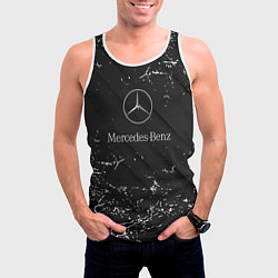 Майка-безрукавка мужская Mercedes-Benz штрихи black, цвет: 3D-белый — фото 2