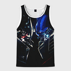 Майка-безрукавка мужская Тансформеры Оптимус и Мегатрон 2022, цвет: 3D-белый