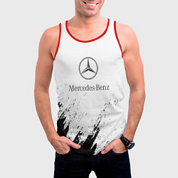 Майка-безрукавка мужская Mercedes-Benz - White texture, цвет: 3D-красный — фото 2