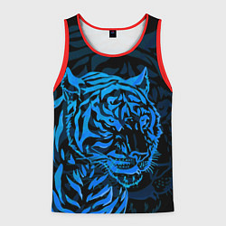 Майка-безрукавка мужская Голубой тигр Blue, цвет: 3D-красный