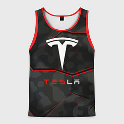 Майка-безрукавка мужская Tesla Sport Logo, цвет: 3D-красный