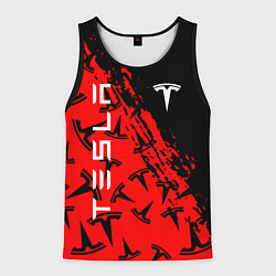 Майка-безрукавка мужская Tesla red pattern, цвет: 3D-черный