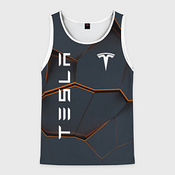 Майка-безрукавка мужская Tesla текстура, цвет: 3D-белый