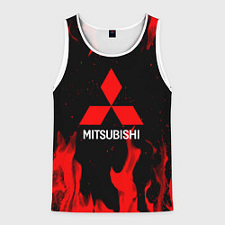 Майка-безрукавка мужская Mitsubishi Red Fire, цвет: 3D-белый