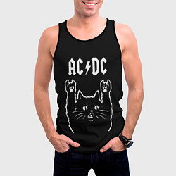 Майка-безрукавка мужская AC DC, Рок кот, цвет: 3D-черный — фото 2