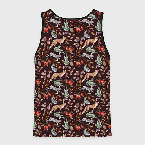 Мужская майка без рукавов Лесная лисичка паттерн / 3D-Черный – фото 2