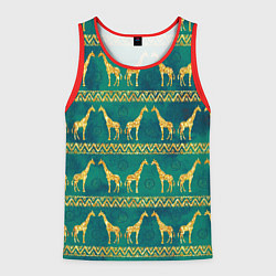 Майка-безрукавка мужская Золотые жирафы паттерн, цвет: 3D-красный