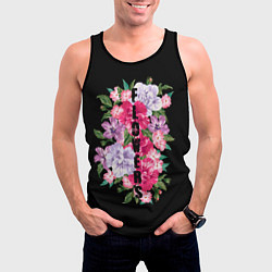 Майка-безрукавка мужская Букет цветов, цвет: 3D-черный — фото 2