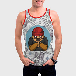 Майка-безрукавка мужская Богатый ленивец Паттерн из долларов, цвет: 3D-красный — фото 2
