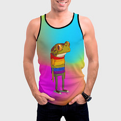 Майка-безрукавка мужская Радужная лягушка Rainbow Frog, цвет: 3D-черный — фото 2