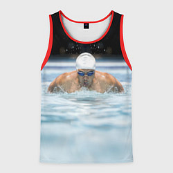Майка-безрукавка мужская Плавание Пловец, цвет: 3D-красный