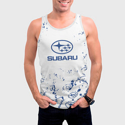Майка-безрукавка мужская Subaru брызги, цвет: 3D-белый — фото 2