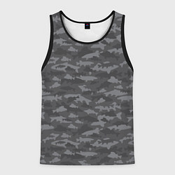 Майка-безрукавка мужская Тёмно-Серый Камуфляж Рыбака, цвет: 3D-черный