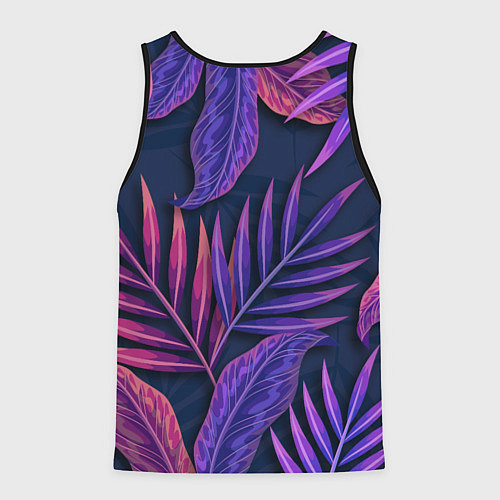 Мужская майка без рукавов Neon Tropical plants pattern / 3D-Черный – фото 2