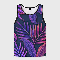 Мужская майка без рукавов Neon Tropical plants pattern