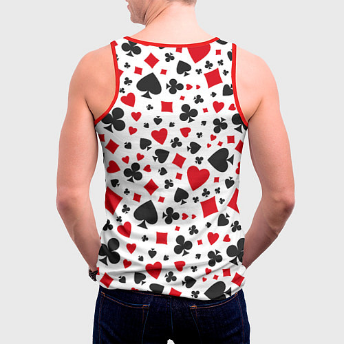 Мужская майка без рукавов Картёжные Масти / 3D-Красный – фото 4