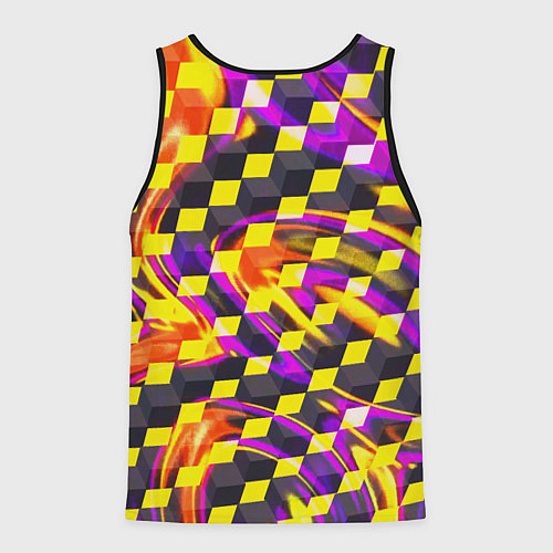 Мужская майка без рукавов Черно-желтые кубы / 3D-Черный – фото 2