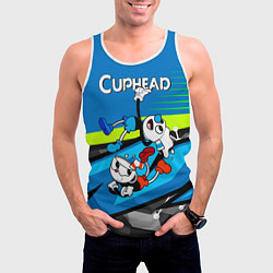 Майка-безрукавка мужская 2 чашечки cuphead, цвет: 3D-белый — фото 2